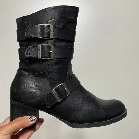 Harley Davidson Holly Black Leather Boots - Picture 8 of 17